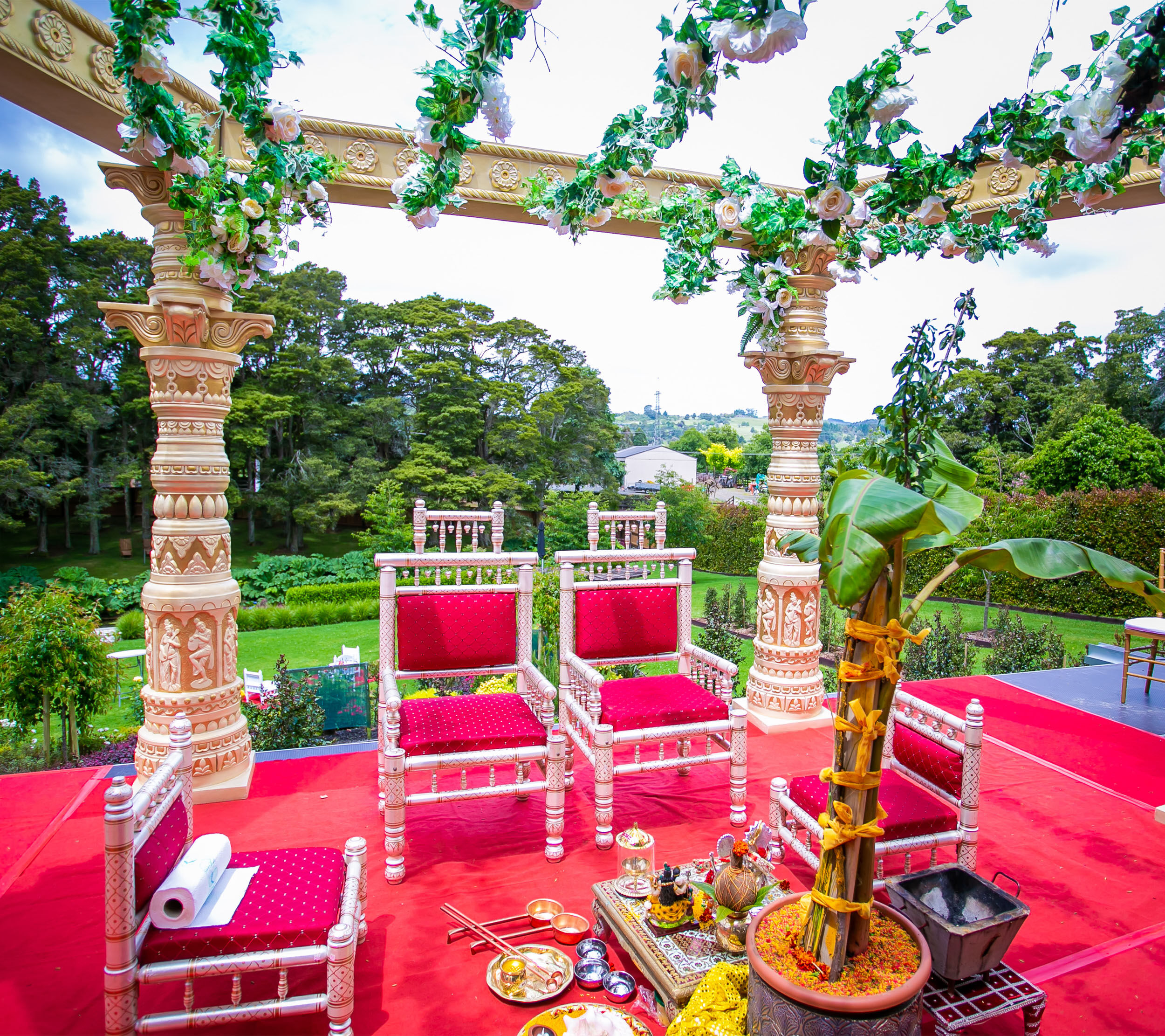 A beautifull indian wedding decoration with naturwe background